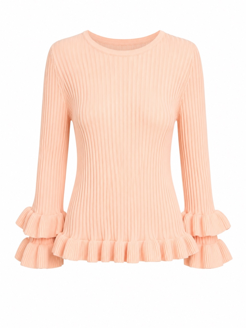 NWOT English Factory Rib Ruffle Edge Sweater - Picture 7 of 14